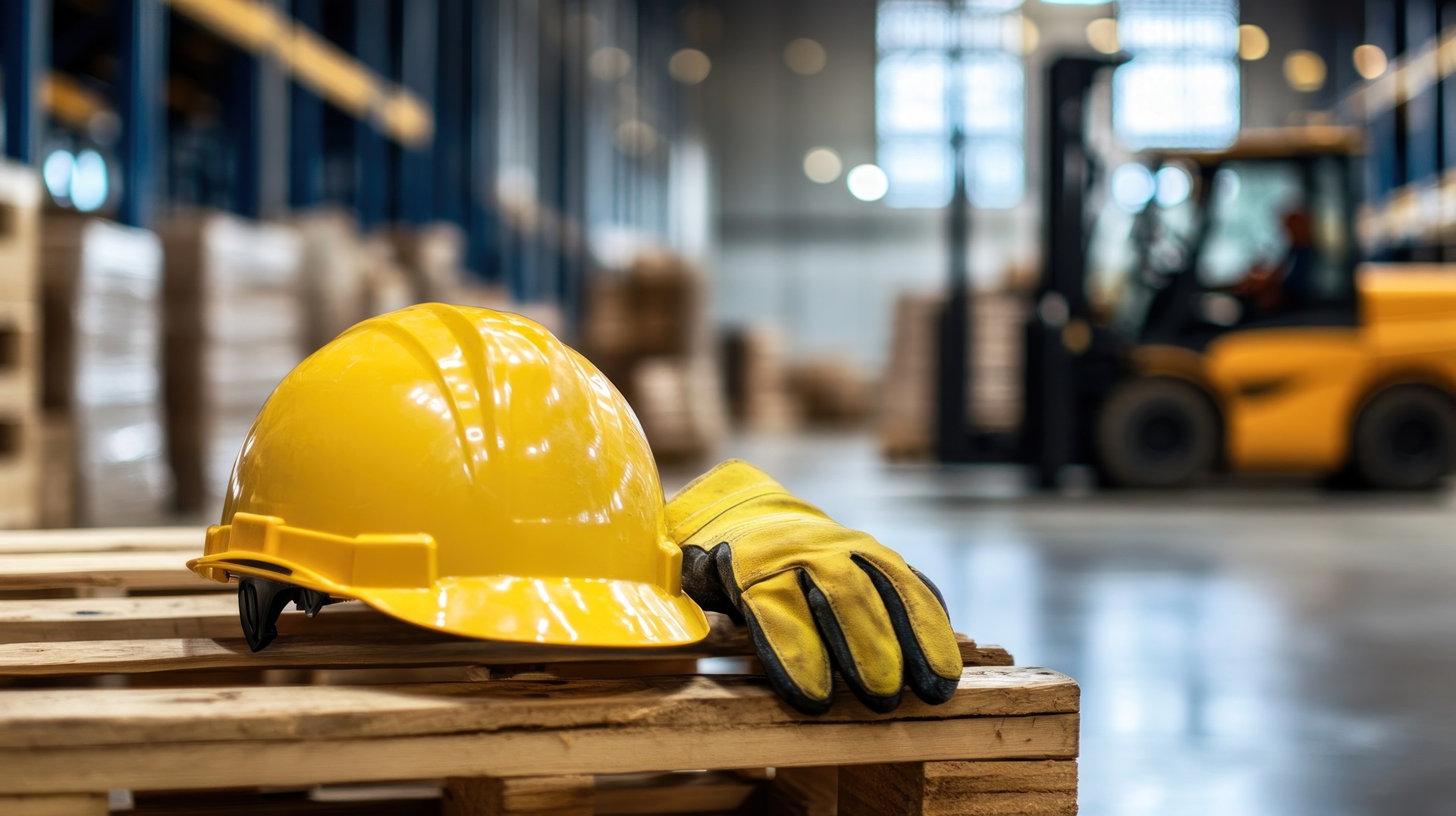Schutzhelm und Handschuhe auf Palette | Fachkraft für Arbeitssicherheit Leipzig